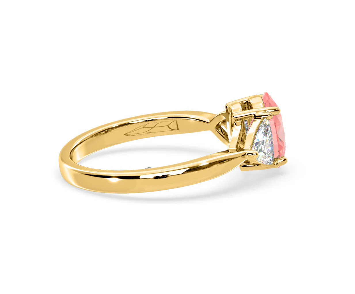 Dalia Pink Lab Diamond Oval with Trillions 1.70ct Ring in 18K Yellow Gold - Elara Collection - Image 64