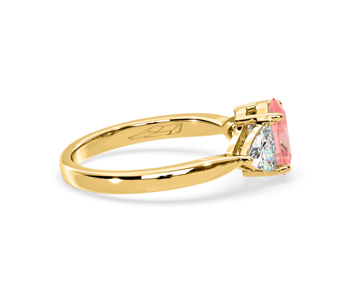Dalia Pink Lab Diamond Oval with Trillions 1.70ct Ring in 18K Yellow Gold - Elara Collection - Image 66