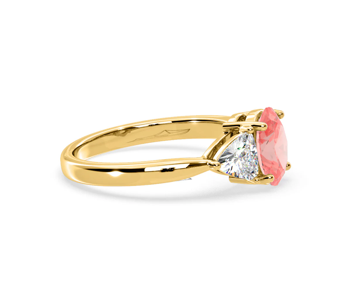 Dalia Pink Lab Diamond Oval with Trillions 1.70ct Ring in 18K Yellow Gold - Elara Collection - Image 71
