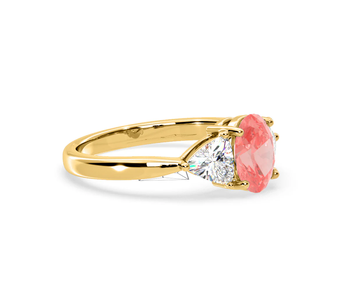 Dalia Pink Lab Diamond Oval with Trillions 1.70ct Ring in 18K Yellow Gold - Elara Collection - Image 75