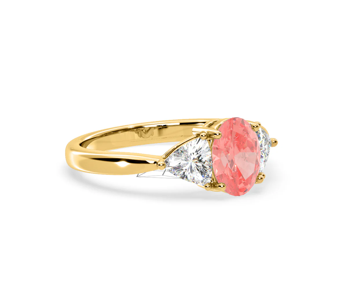 Dalia Pink Lab Diamond Oval with Trillions 1.70ct Ring in 18K Yellow Gold - Elara Collection - Image 78