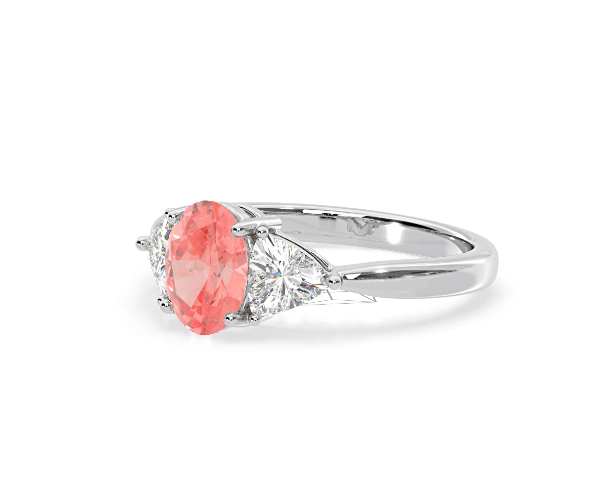 Dalia Pink Lab Diamond Oval with Trillions 1.70ct Ring in Platinum - Elara Collection - Image 15