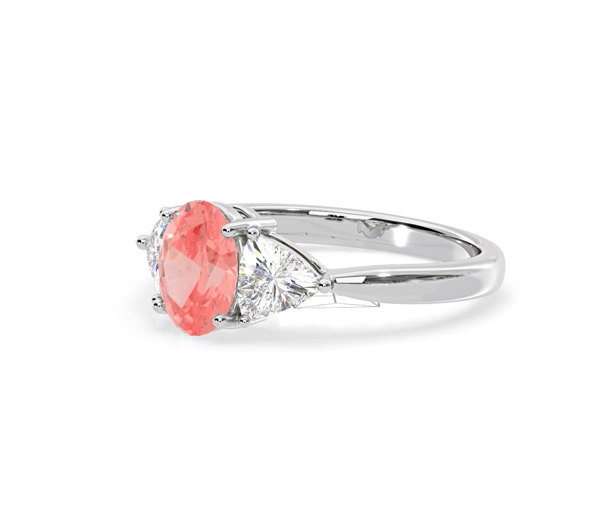 Dalia Pink Lab Diamond Oval with Trillions 1.70ct Ring in Platinum - Elara Collection - Image 16