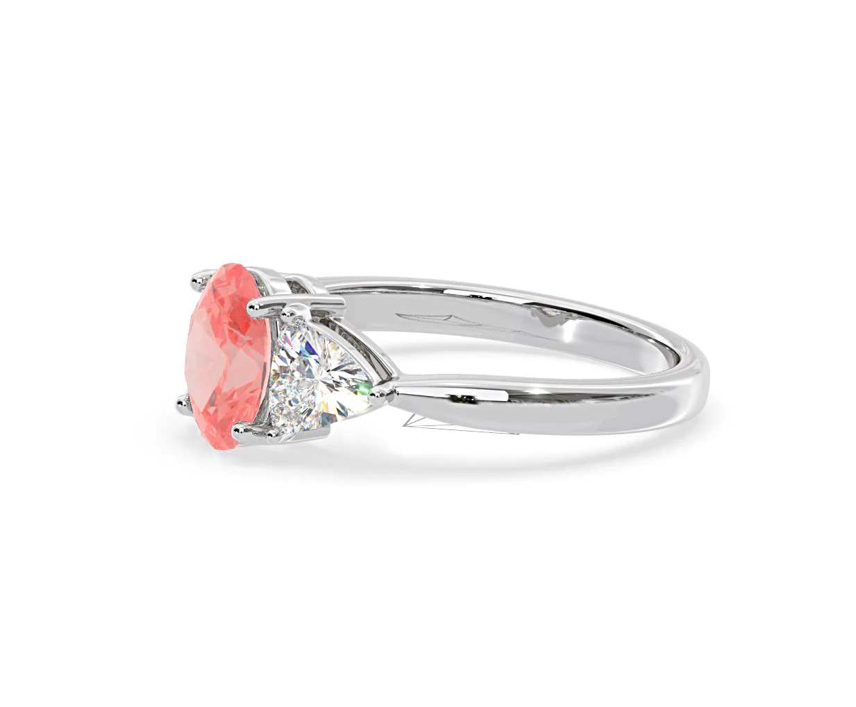 Dalia Pink Lab Diamond Oval with Trillions 1.70ct Ring in Platinum - Elara Collection - Image 20