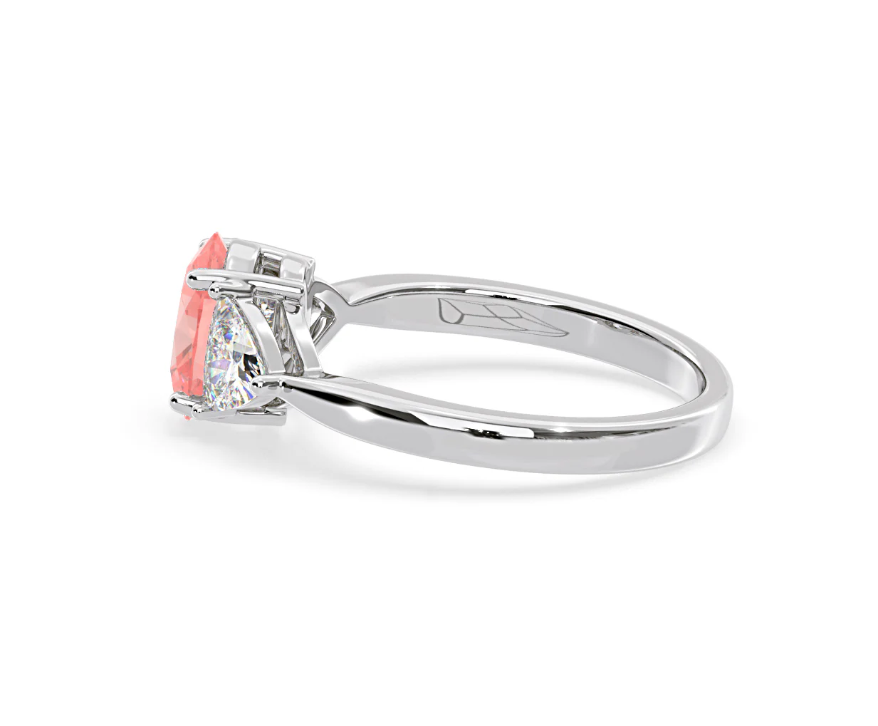 Dalia Pink Lab Diamond Oval with Trillions 1.70ct Ring in Platinum - Elara Collection - Image 28