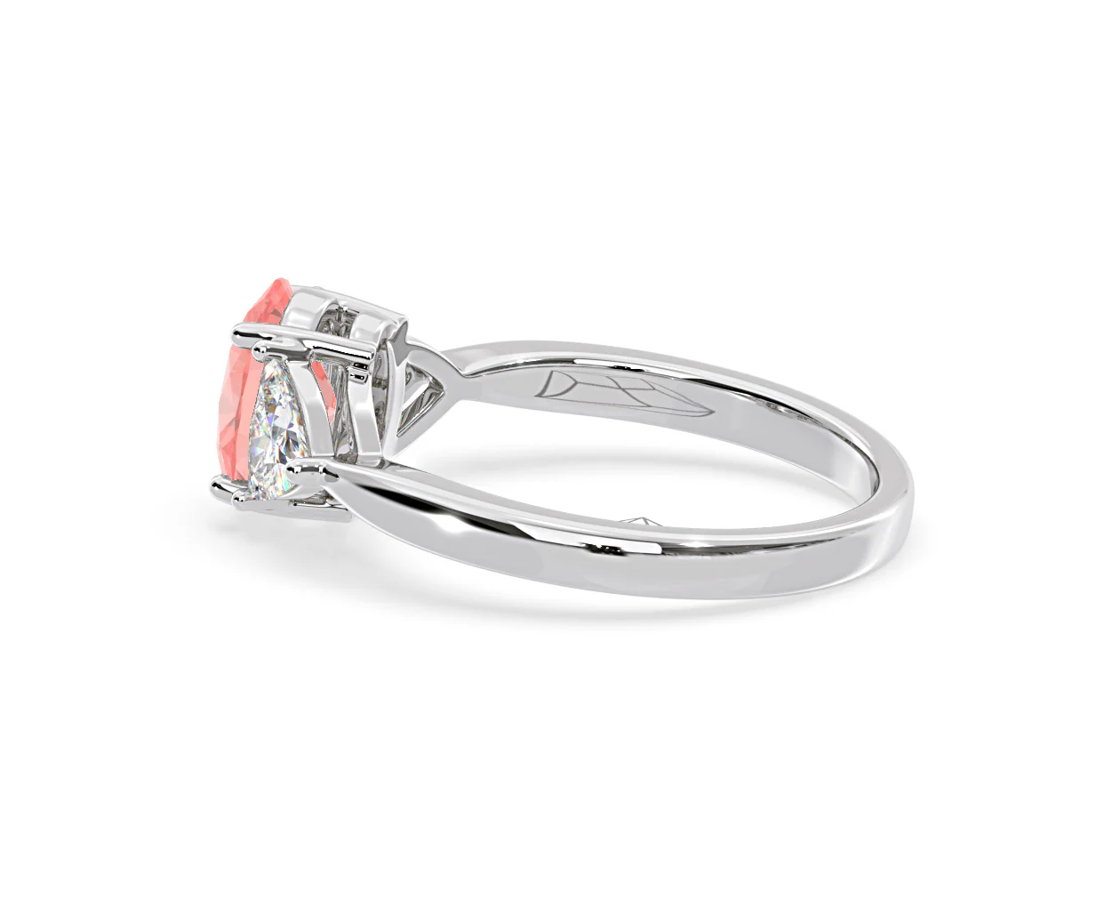 Dalia Pink Lab Diamond Oval with Trillions 1.70ct Ring in Platinum - Elara Collection - Image 30