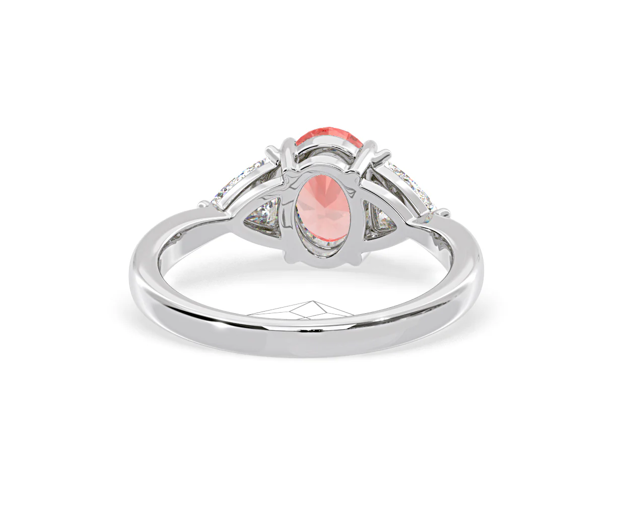 Dalia Pink Lab Diamond Oval with Trillions 1.70ct Ring in Platinum - Elara Collection - Image 48