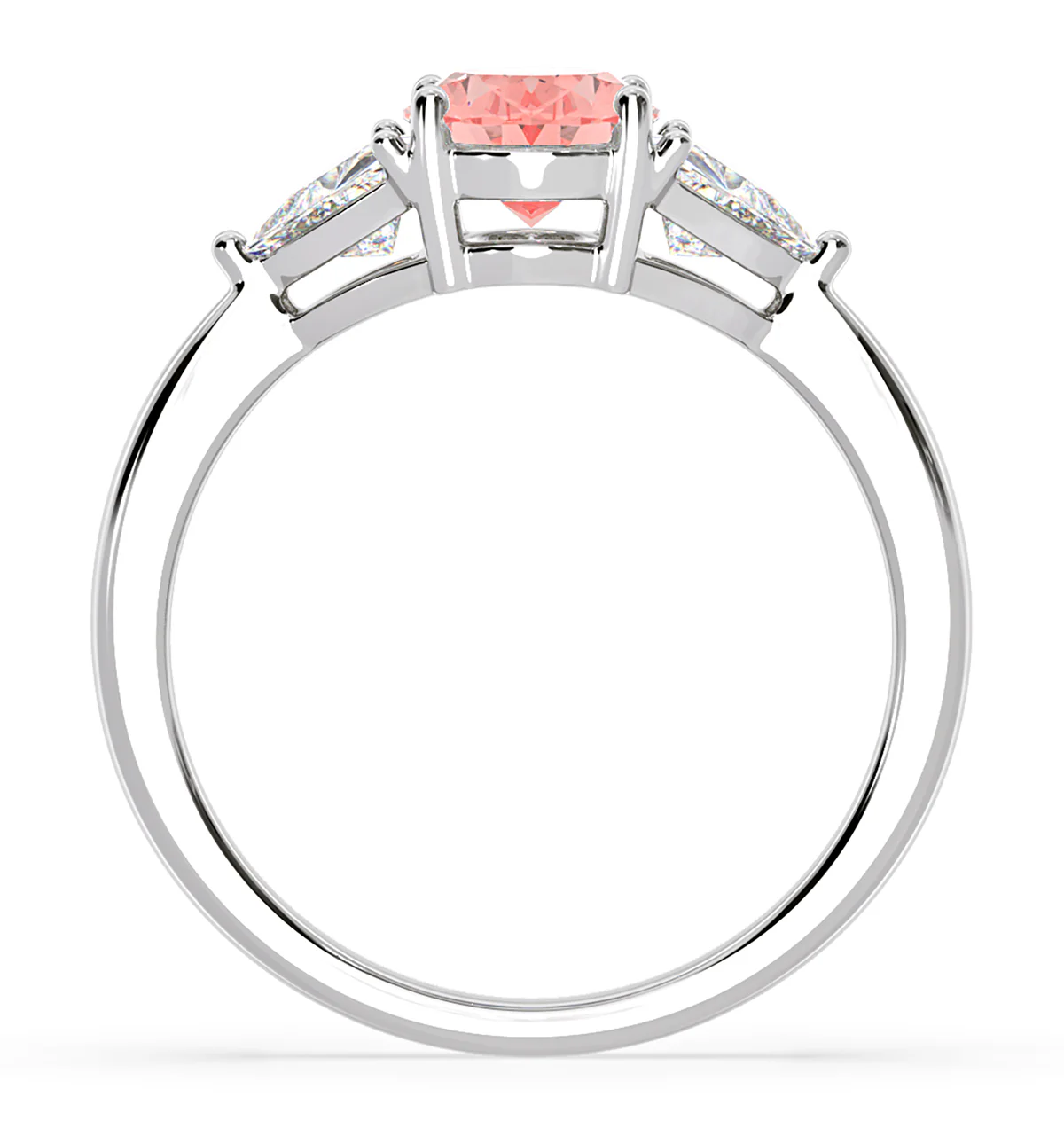 Dalia Pink Lab Diamond Oval with Trillions 1.70ct Ring in Platinum - Elara Collection - Image 5