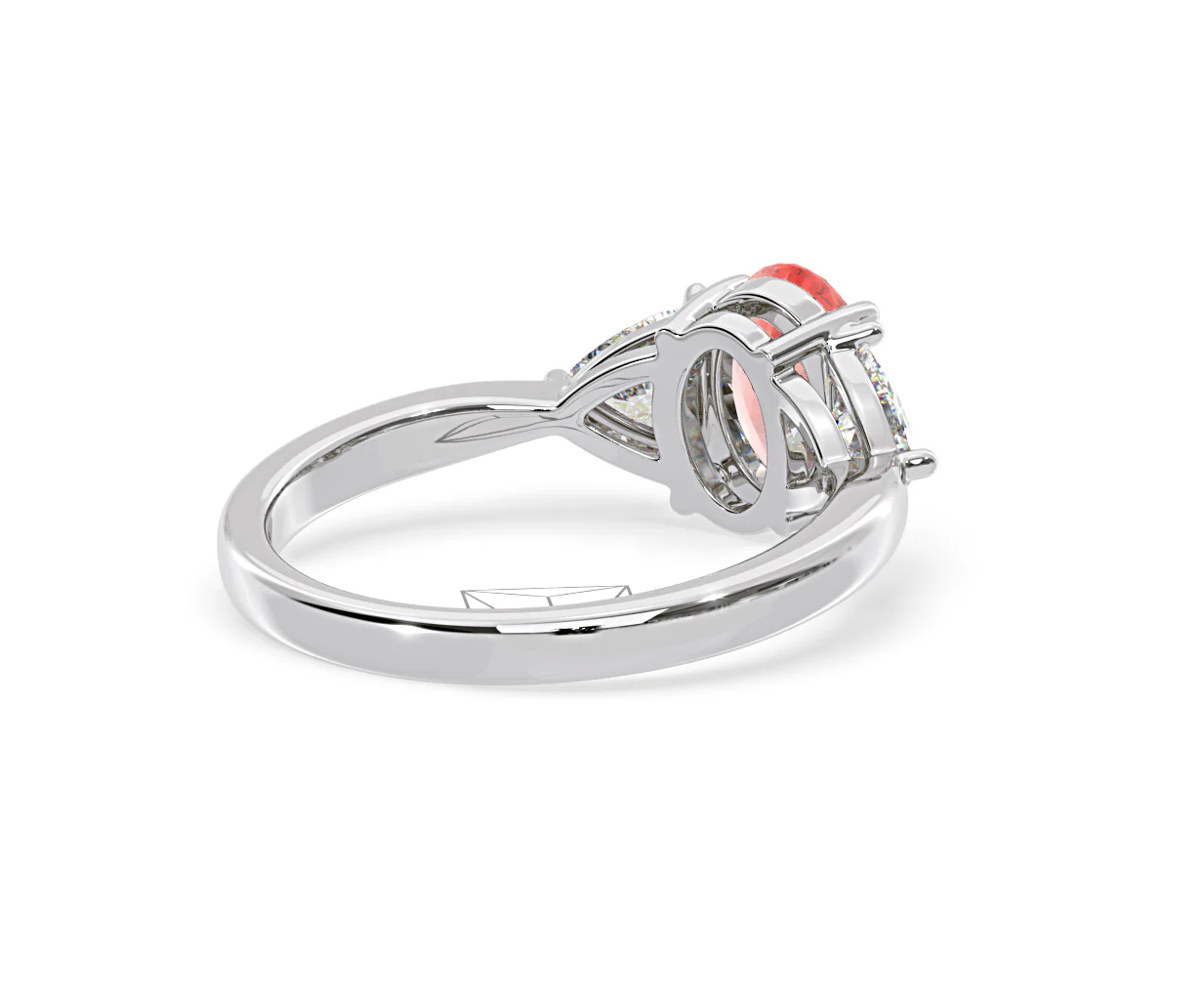 Dalia Pink Lab Diamond Oval with Trillions 1.70ct Ring in Platinum - Elara Collection - Image 55