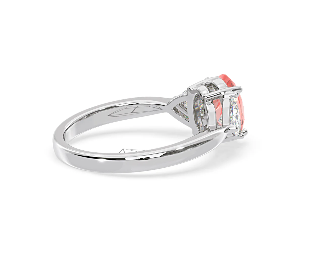 Dalia Pink Lab Diamond Oval with Trillions 1.70ct Ring in Platinum - Elara Collection - Image 60