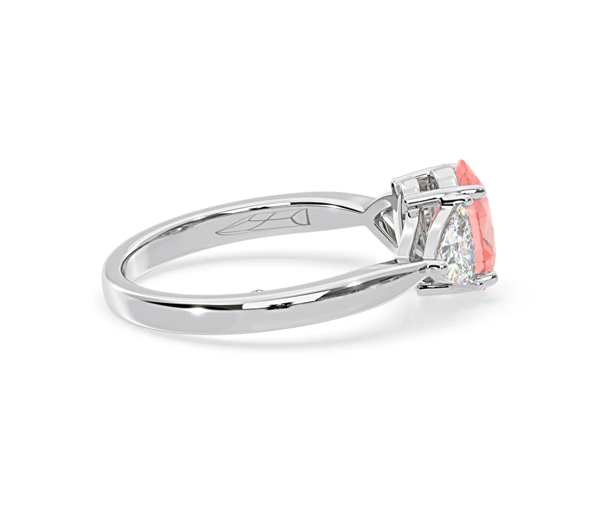 Dalia Pink Lab Diamond Oval with Trillions 1.70ct Ring in Platinum - Elara Collection - Image 64