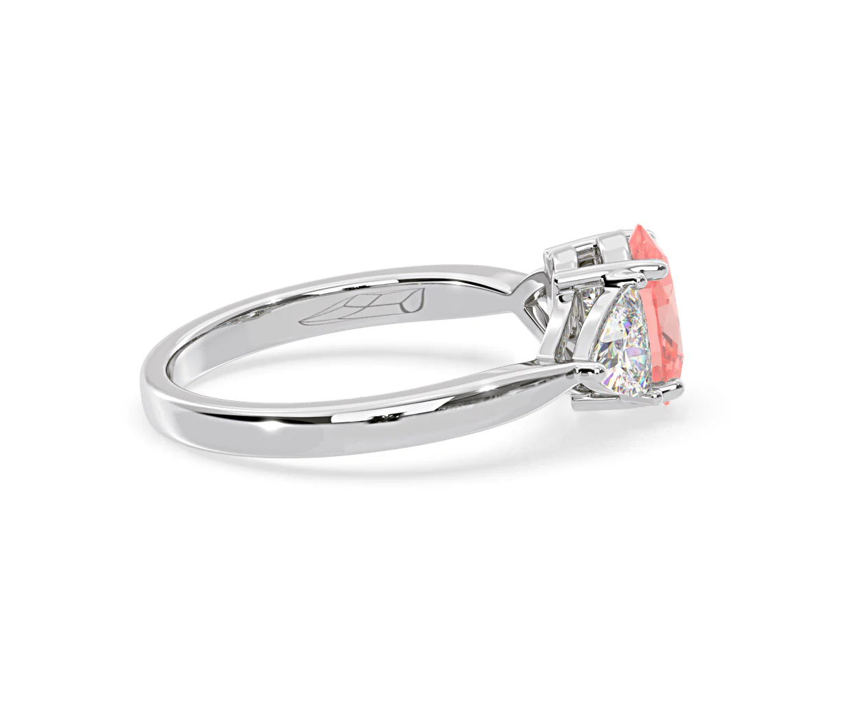 Dalia Pink Lab Diamond Oval with Trillions 1.70ct Ring in Platinum - Elara Collection - Image 65