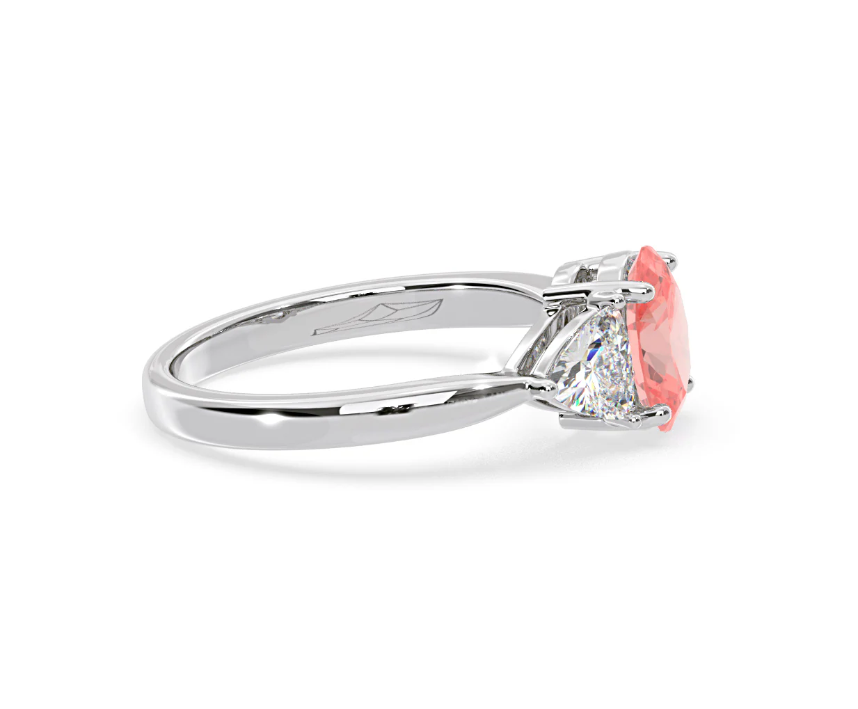 Dalia Pink Lab Diamond Oval with Trillions 1.70ct Ring in Platinum - Elara Collection - Image 69