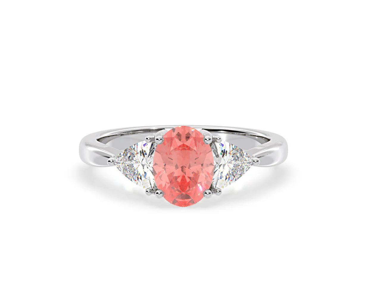 Dalia Pink Lab Diamond Oval with Trillions 1.70ct Ring in Platinum - Elara Collection - Image 7