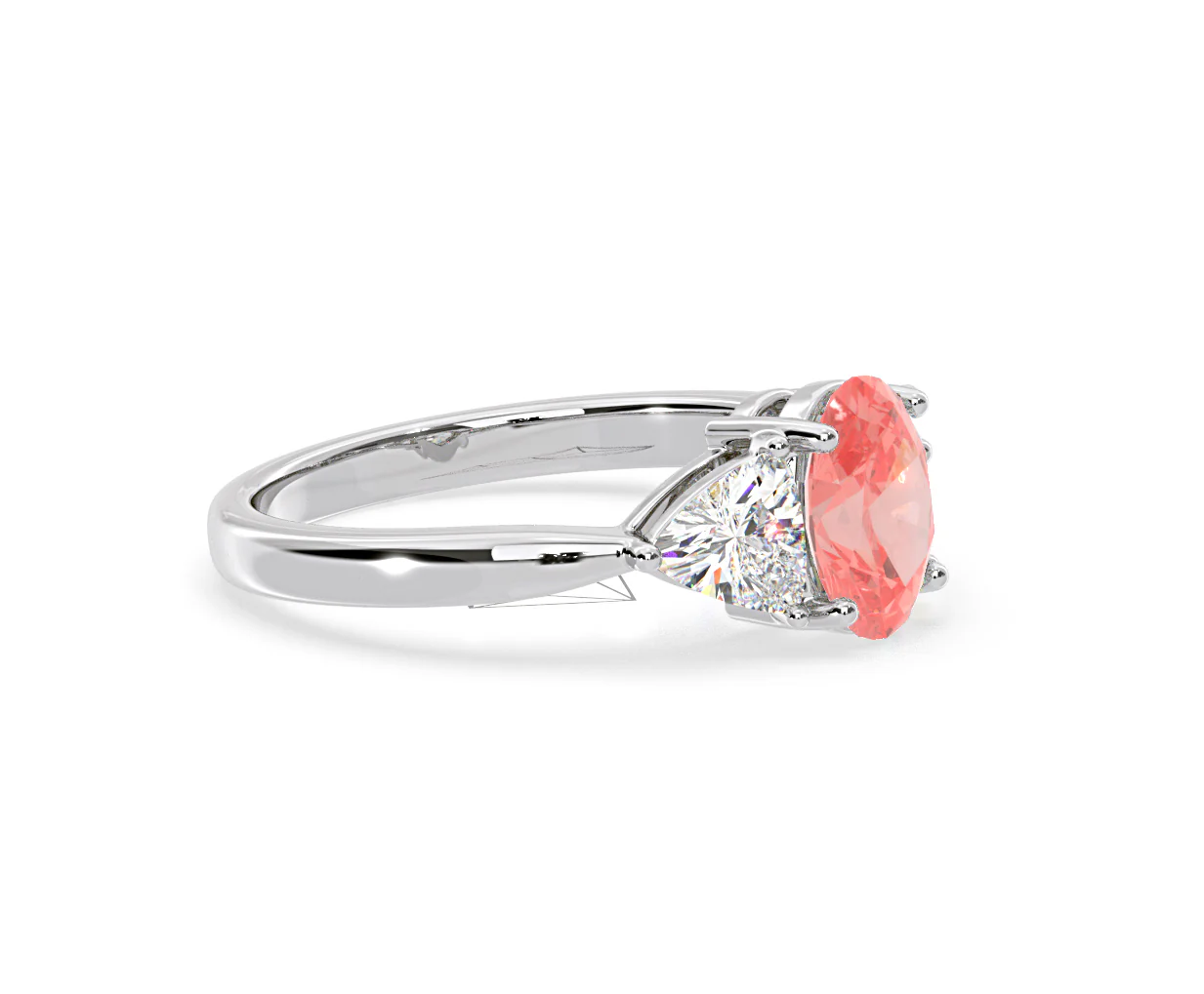 Dalia Pink Lab Diamond Oval with Trillions 1.70ct Ring in Platinum - Elara Collection - Image 74