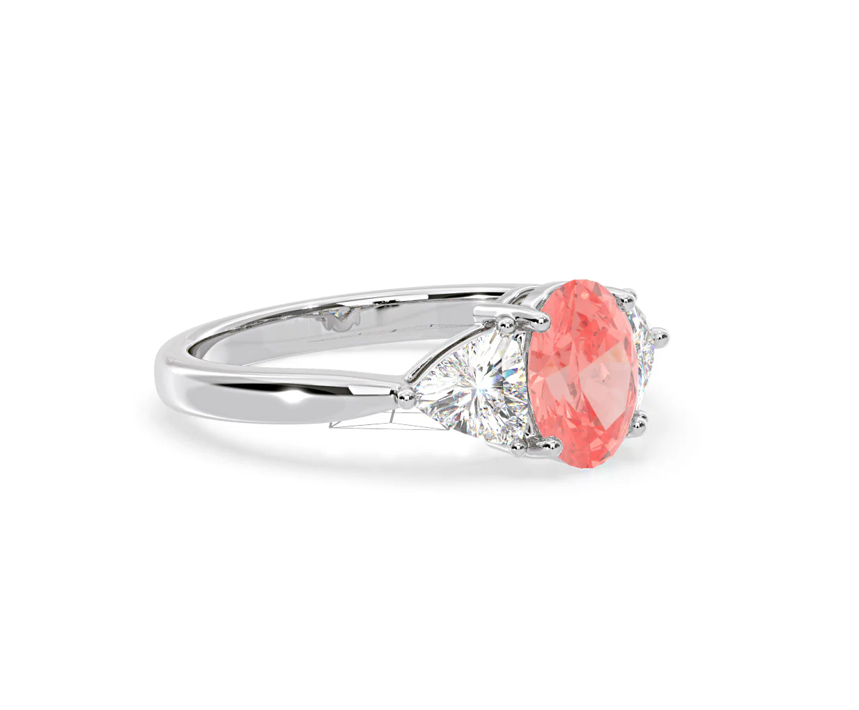 Dalia Pink Lab Diamond Oval with Trillions 1.70ct Ring in Platinum - Elara Collection - Image 77