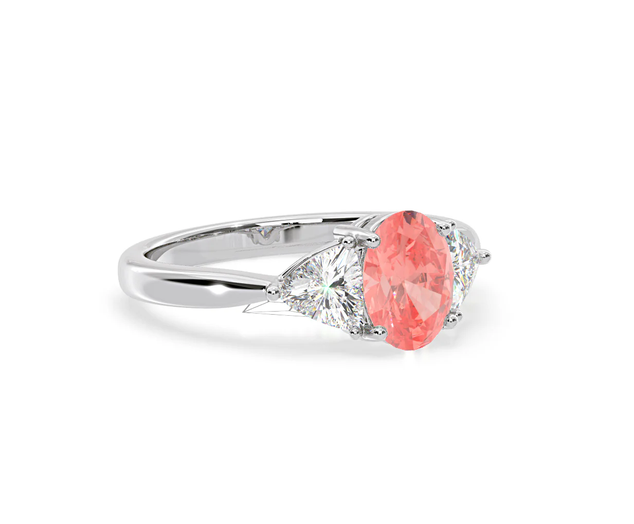 Dalia Pink Lab Diamond Oval with Trillions 1.70ct Ring in Platinum - Elara Collection - Image 79