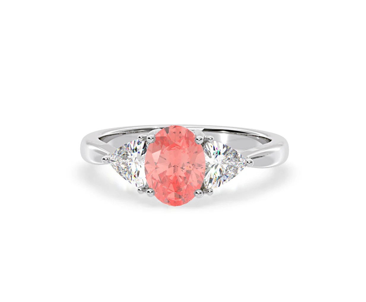 Dalia Pink Lab Diamond Oval with Trillions 1.70ct Ring in Platinum - Elara Collection - Image 8