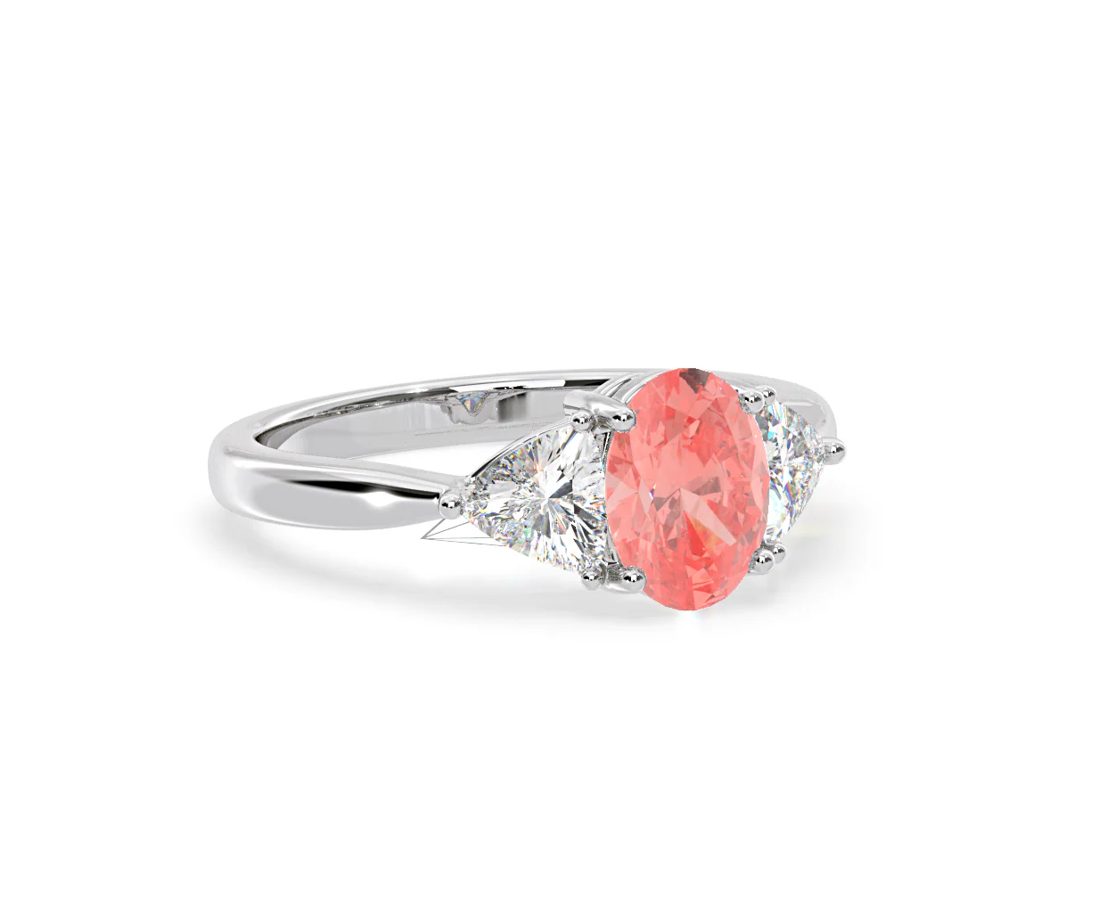 Dalia Pink Lab Diamond Oval with Trillions 1.70ct Ring in Platinum - Elara Collection - Image 80