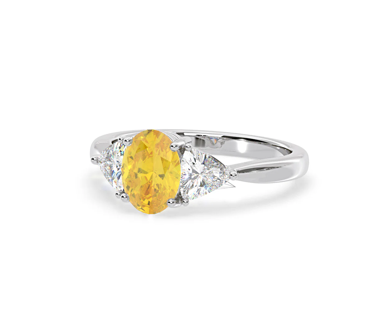 Dalia Yellow Lab Diamond Oval with Trillions 1.70ct Ring in 18K White Gold - Elara Collection - Image 12