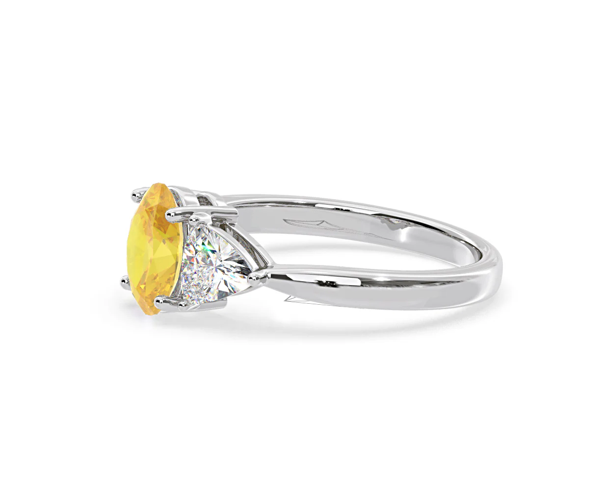 Dalia Yellow Lab Diamond Oval with Trillions 1.70ct Ring in 18K White Gold - Elara Collection - Image 21