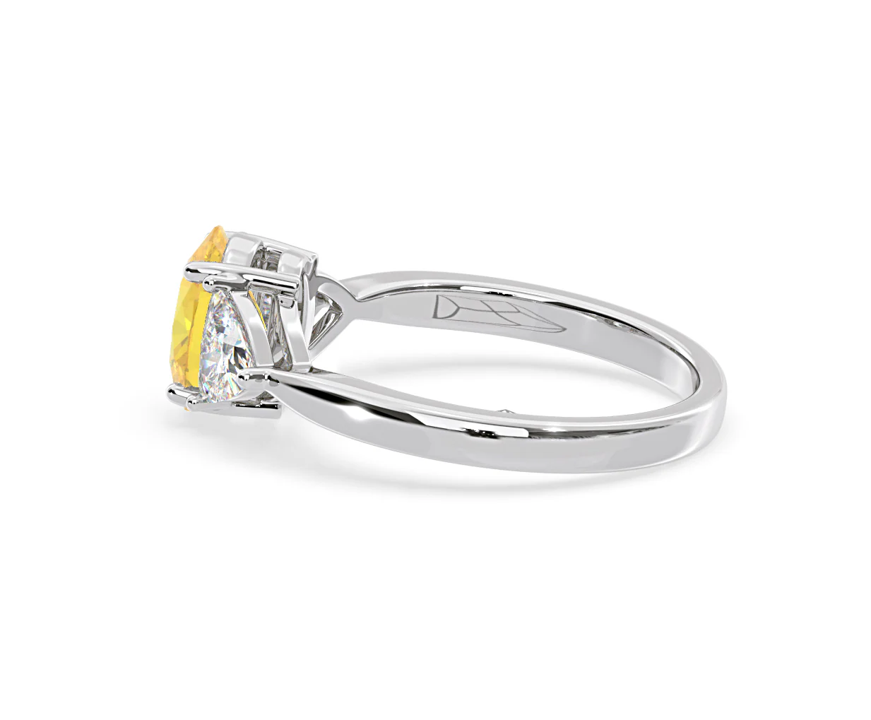 Dalia Yellow Lab Diamond Oval with Trillions 1.70ct Ring in 18K White Gold - Elara Collection - Image 29