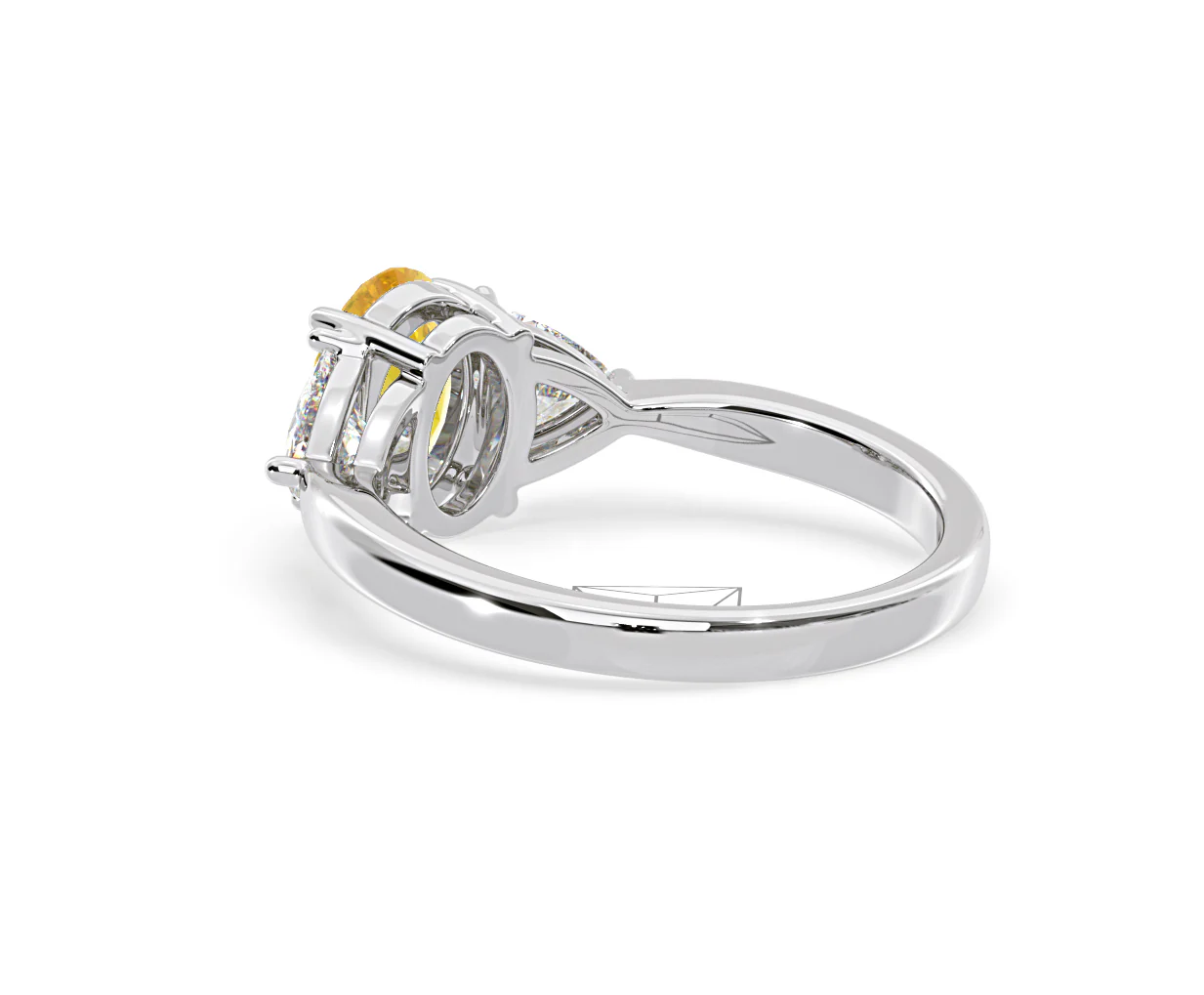 Dalia Yellow Lab Diamond Oval with Trillions 1.70ct Ring in 18K White Gold - Elara Collection - Image 37