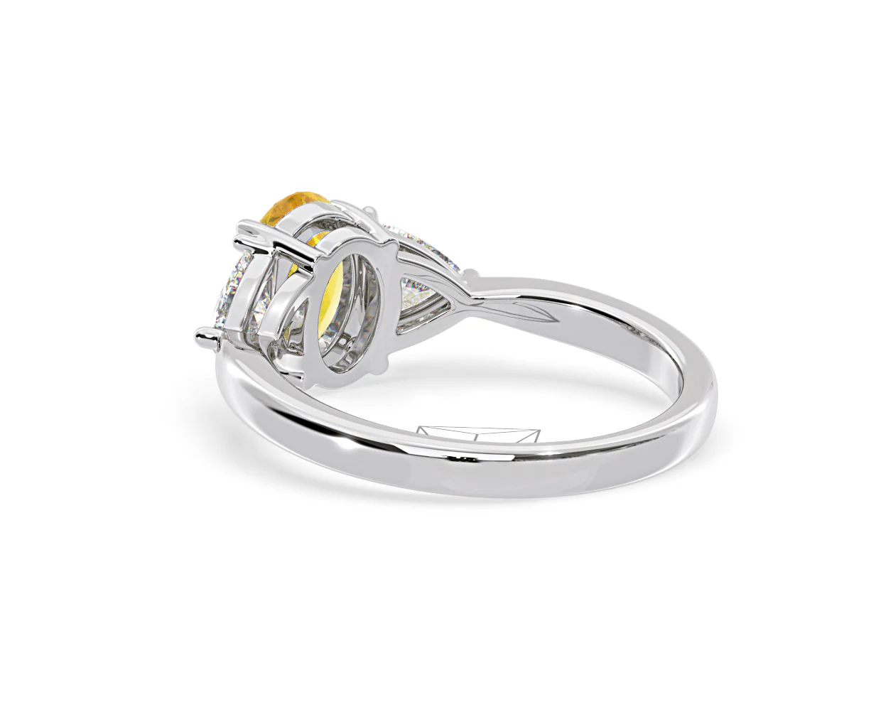 Dalia Yellow Lab Diamond Oval with Trillions 1.70ct Ring in 18K White Gold - Elara Collection - Image 38