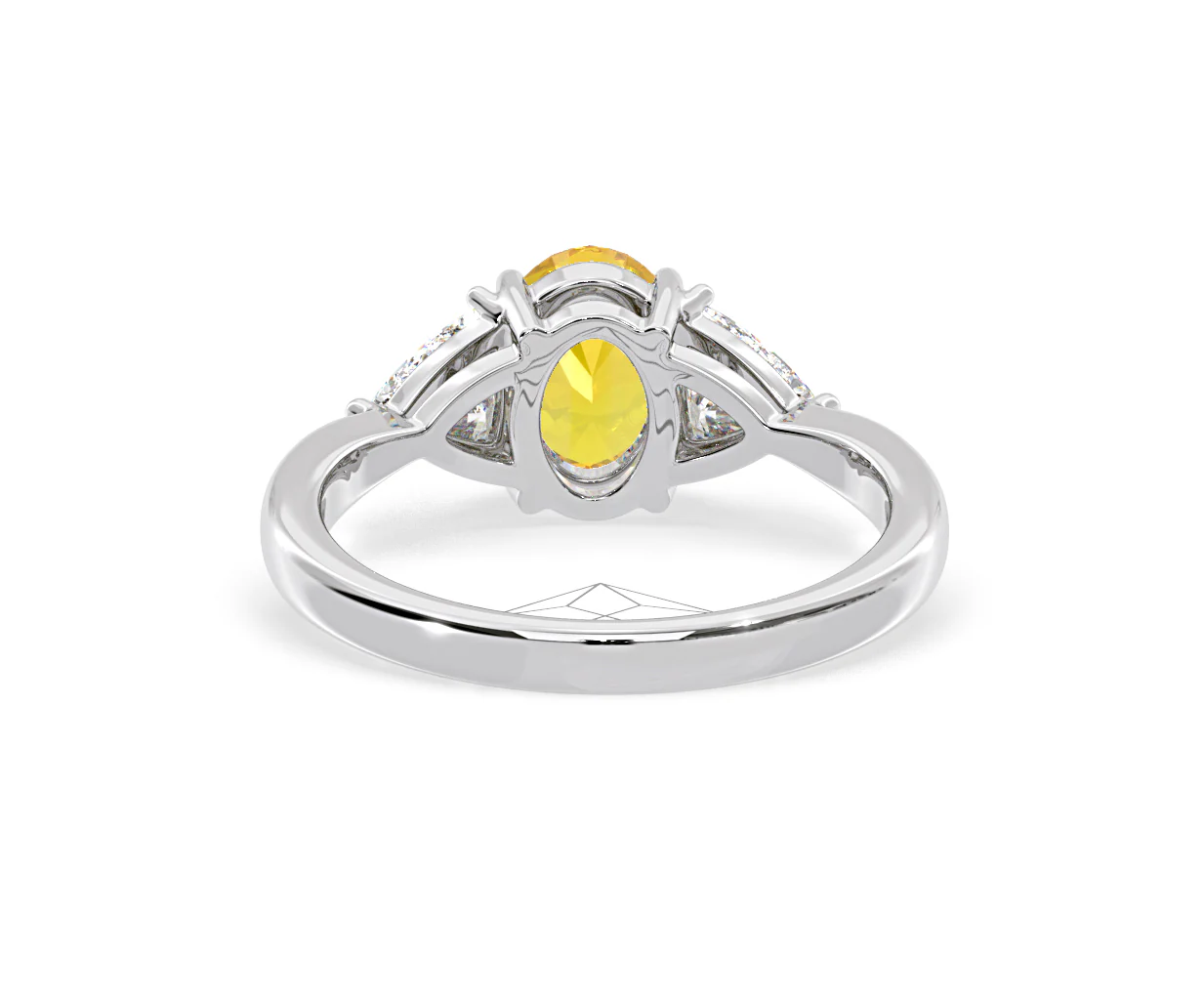 Dalia Yellow Lab Diamond Oval with Trillions 1.70ct Ring in 18K White Gold - Elara Collection - Image 46