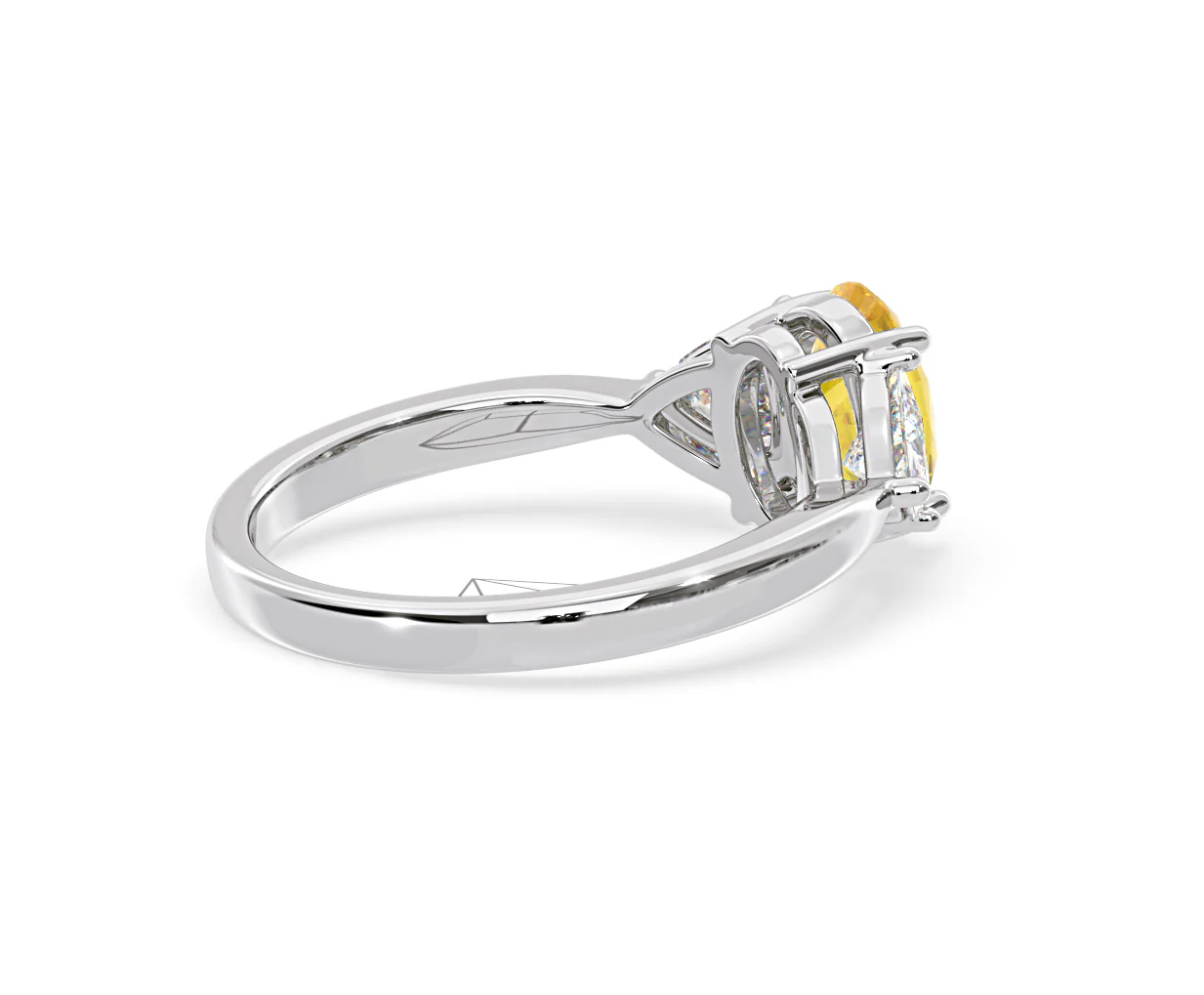 Dalia Yellow Lab Diamond Oval with Trillions 1.70ct Ring in 18K White Gold - Elara Collection - Image 59