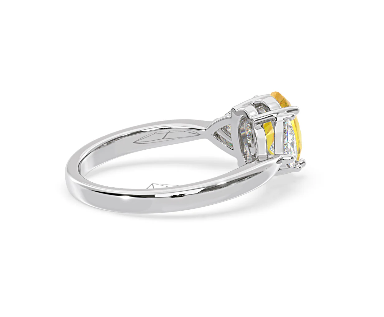 Dalia Yellow Lab Diamond Oval with Trillions 1.70ct Ring in 18K White Gold - Elara Collection - Image 60