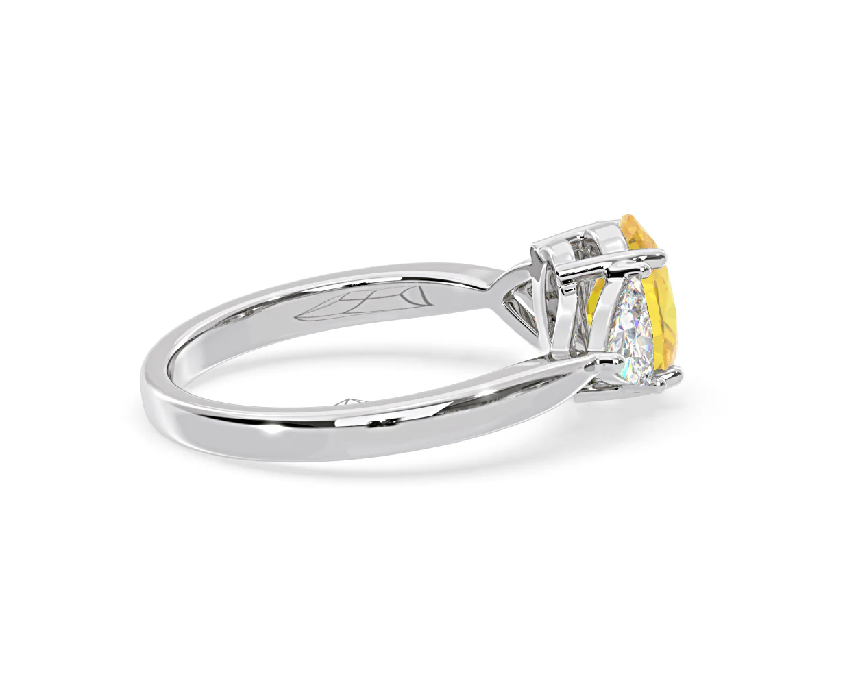 Dalia Yellow Lab Diamond Oval with Trillions 1.70ct Ring in 18K White Gold - Elara Collection - Image 63