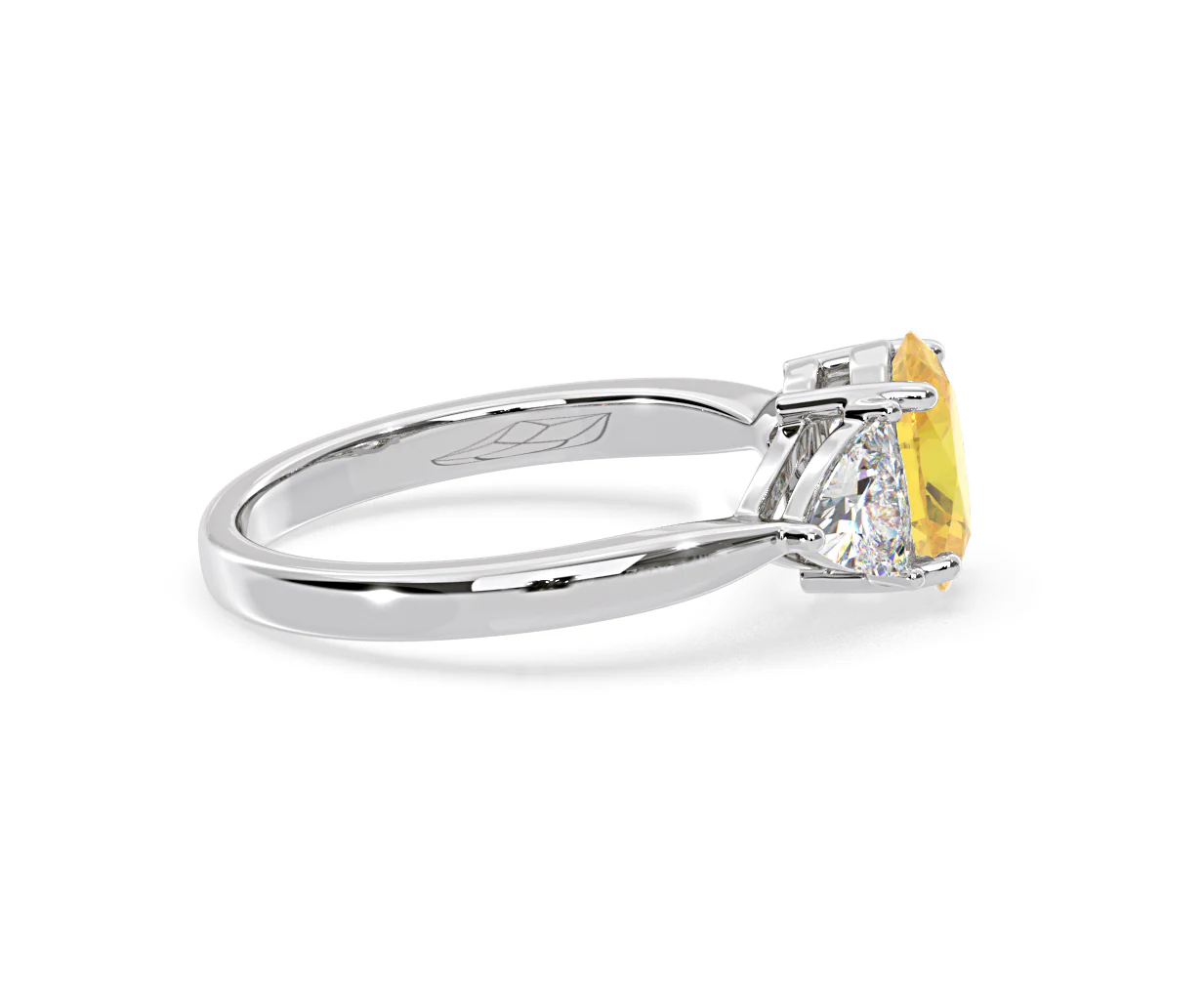 Dalia Yellow Lab Diamond Oval with Trillions 1.70ct Ring in 18K White Gold - Elara Collection - Image 67