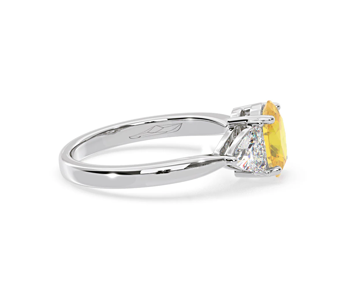 Dalia Yellow Lab Diamond Oval with Trillions 1.70ct Ring in 18K White Gold - Elara Collection - Image 68
