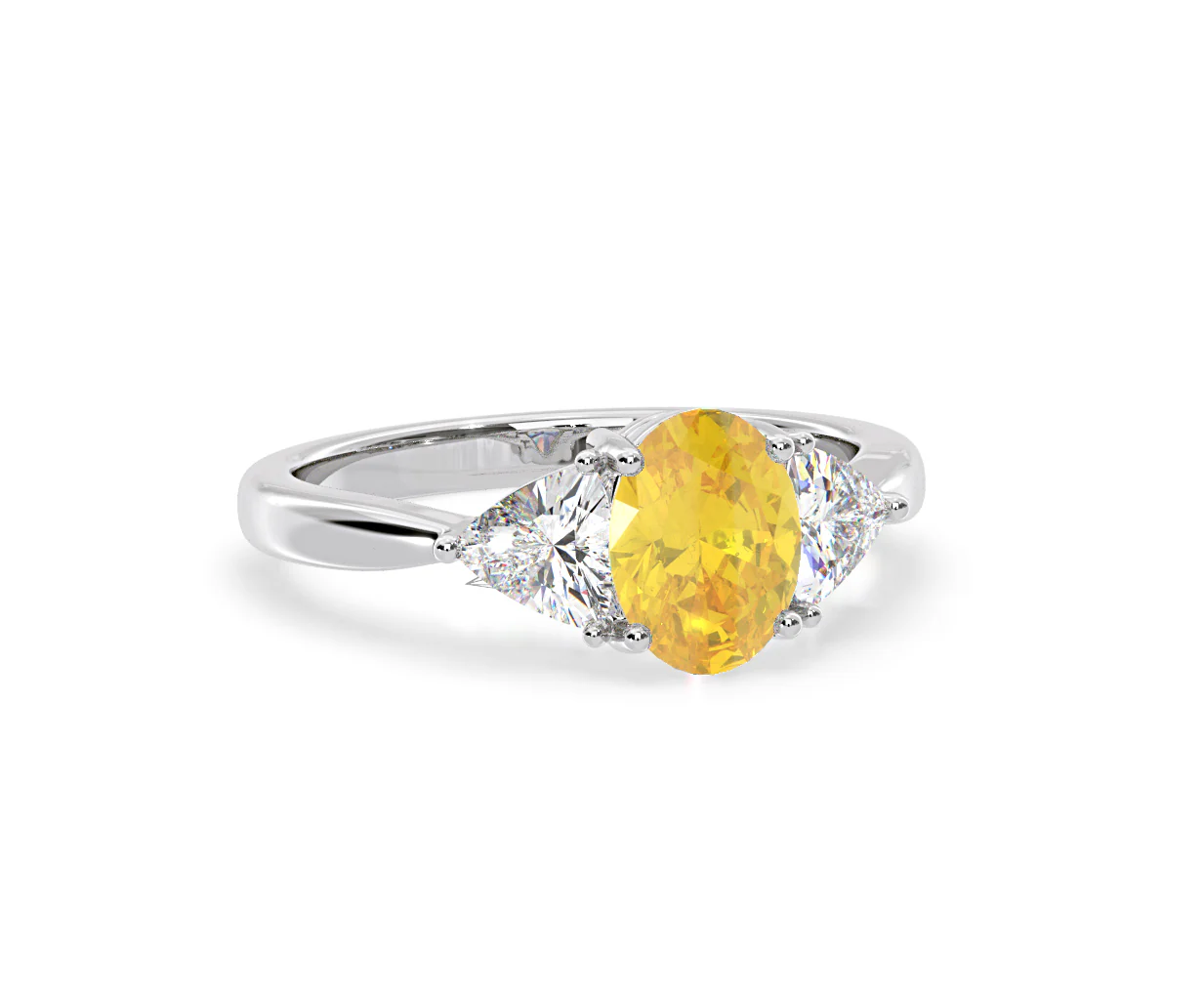 Dalia Yellow Lab Diamond Oval with Trillions 1.70ct Ring in 18K White Gold - Elara Collection - Image 82