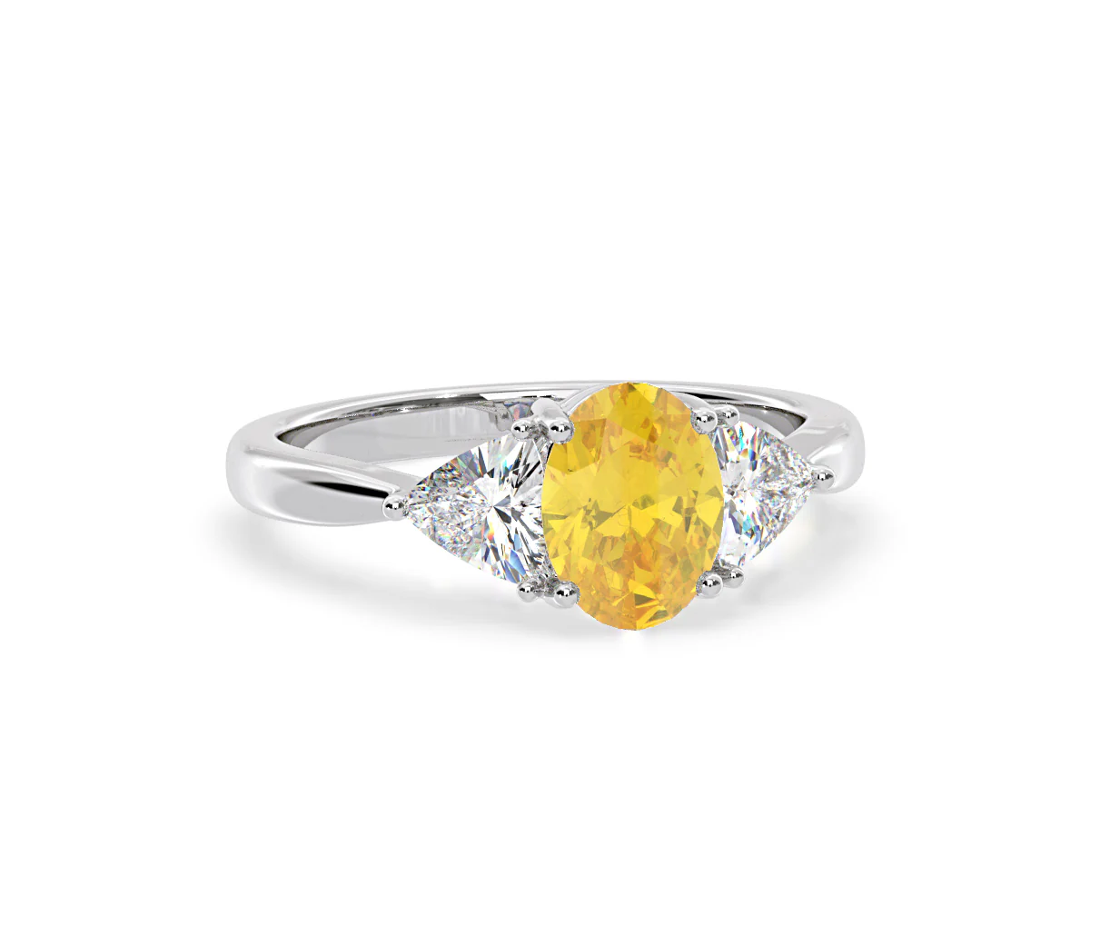 Dalia Yellow Lab Diamond Oval with Trillions 1.70ct Ring in 18K White Gold - Elara Collection - Image 83