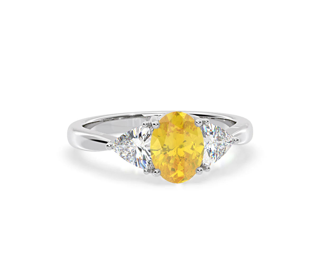 Dalia Yellow Lab Diamond Oval with Trillions 1.70ct Ring in 18K White Gold - Elara Collection - Image 84