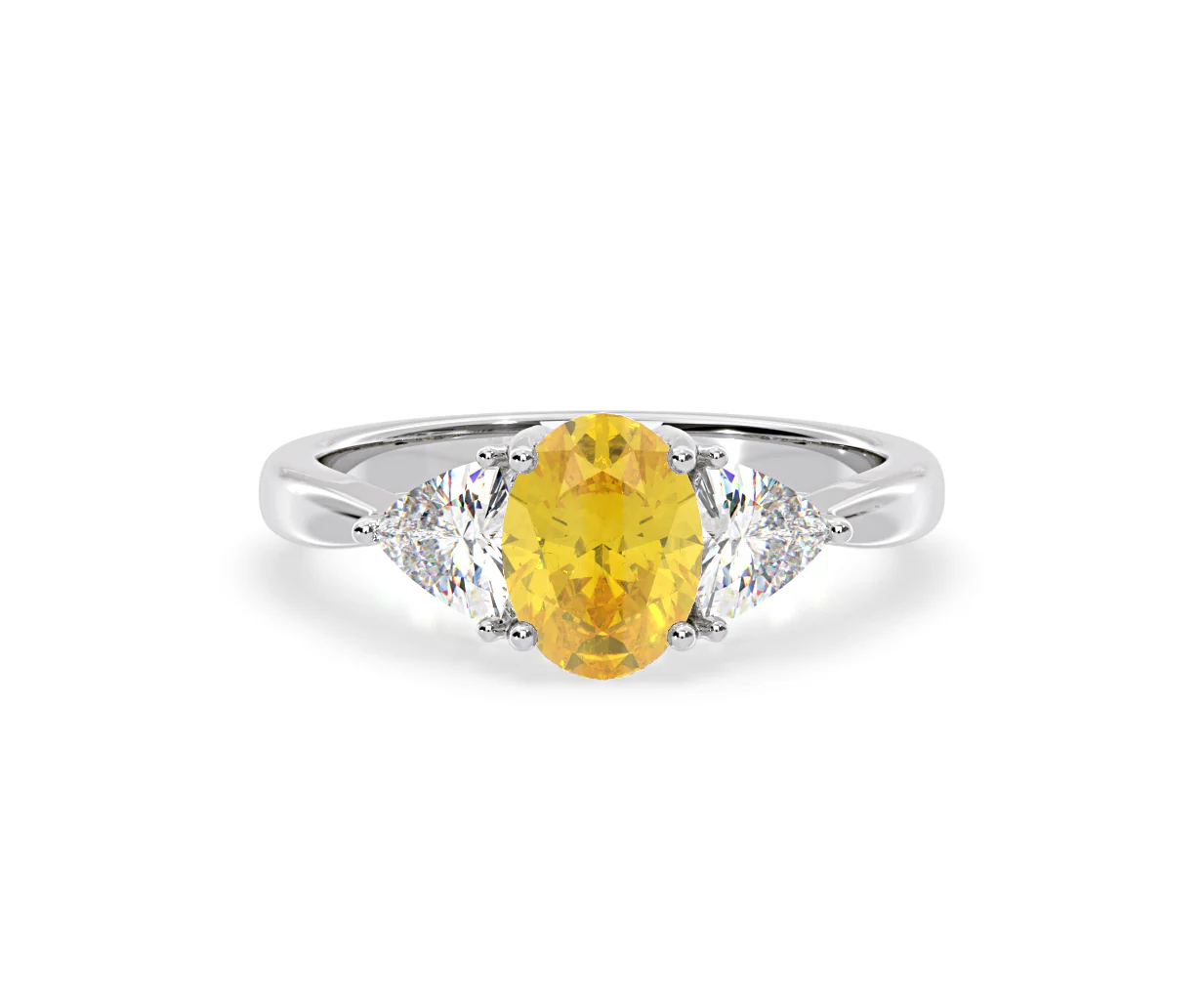 Dalia Yellow Lab Diamond Oval with Trillions 1.70ct Ring in 18K White Gold - Elara Collection - Image 86