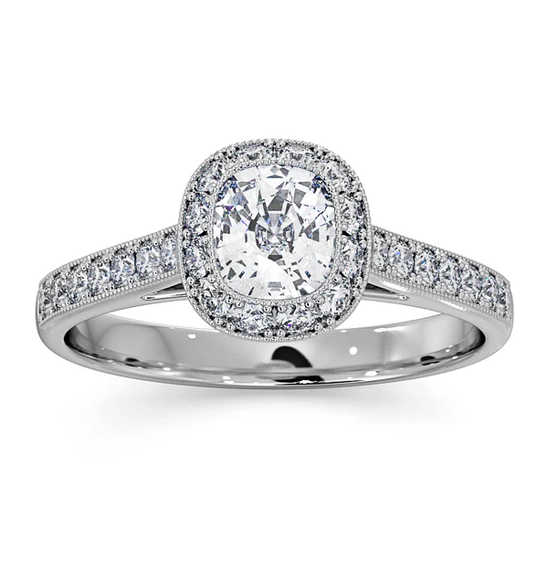 Danielle Diamond Engagement Side Stone Ring in Platinum 1CT G/SI2 - Image 3