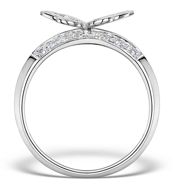 Diamond 0.15ct 9K White Gold Butterfly Ring - Image 2