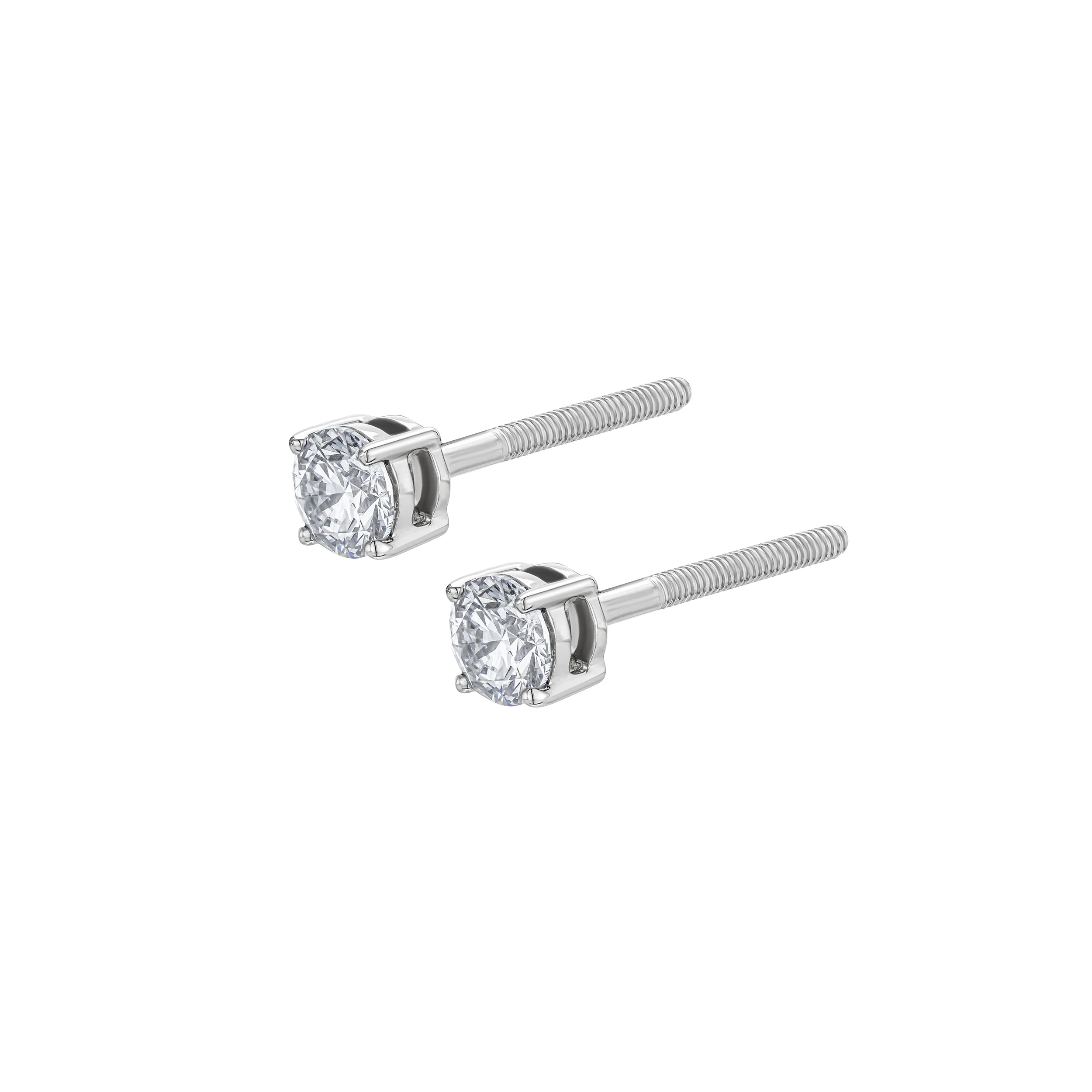 Diamond Earrings 0.50CT Studss Premium Quality in 18K White Gold 4.1mm - Image 3