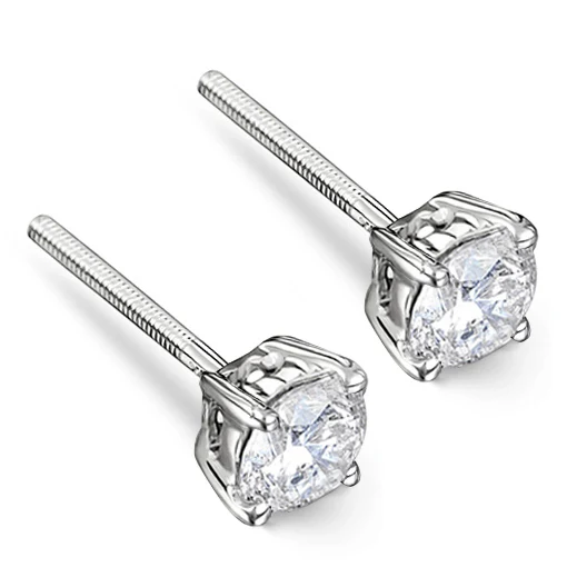Diamond Earrings 1.00CT Studs Premium Quality in 18K White Gold 5.1mm - Image 3