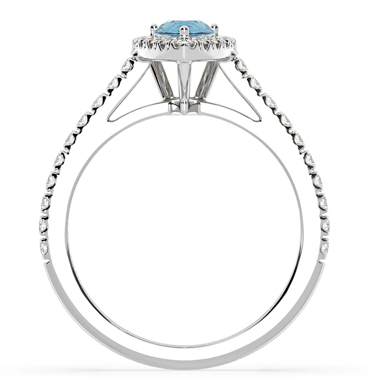 Diana Blue Lab Diamond Pear Halo Ring 1.00ct in 18K White Gold - Elara Collection - Image 5