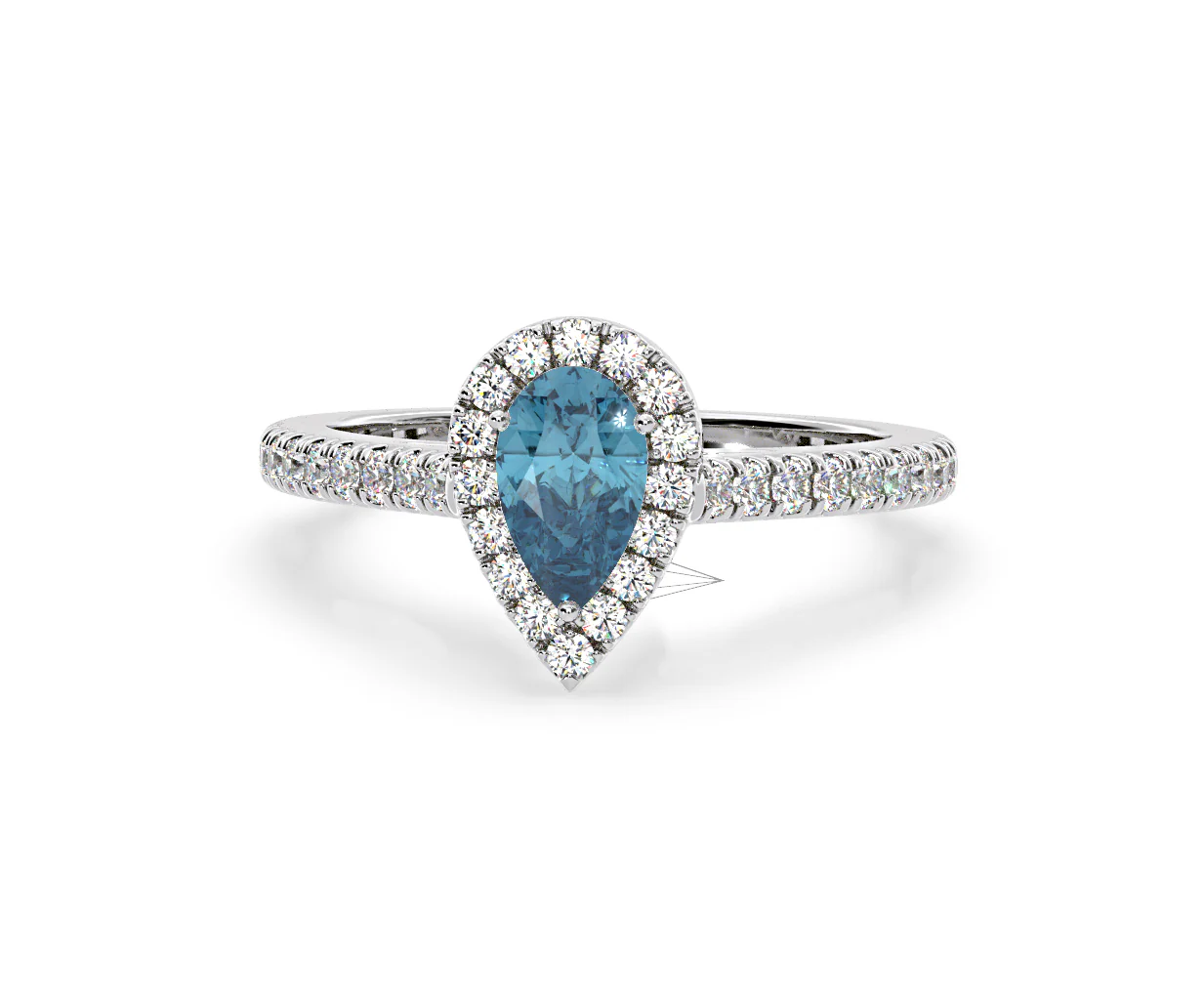 Diana Blue Lab Diamond Pear Halo Ring 1.00ct in Platinum - Elara Collection - Image 10
