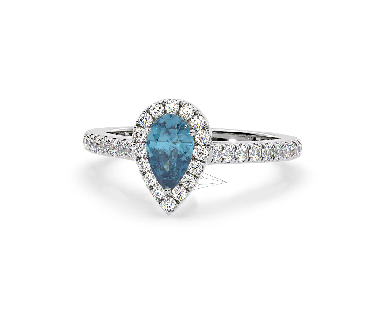 Diana Blue Lab Diamond Pear Halo Ring 1.00ct in Platinum - Elara Collection - Image 11