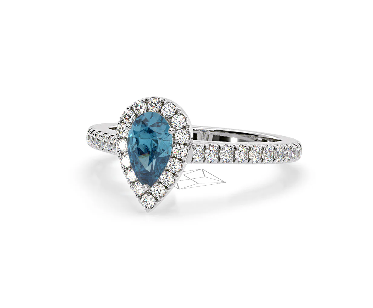 Diana Blue Lab Diamond Pear Halo Ring 1.00ct in Platinum - Elara Collection - Image 13