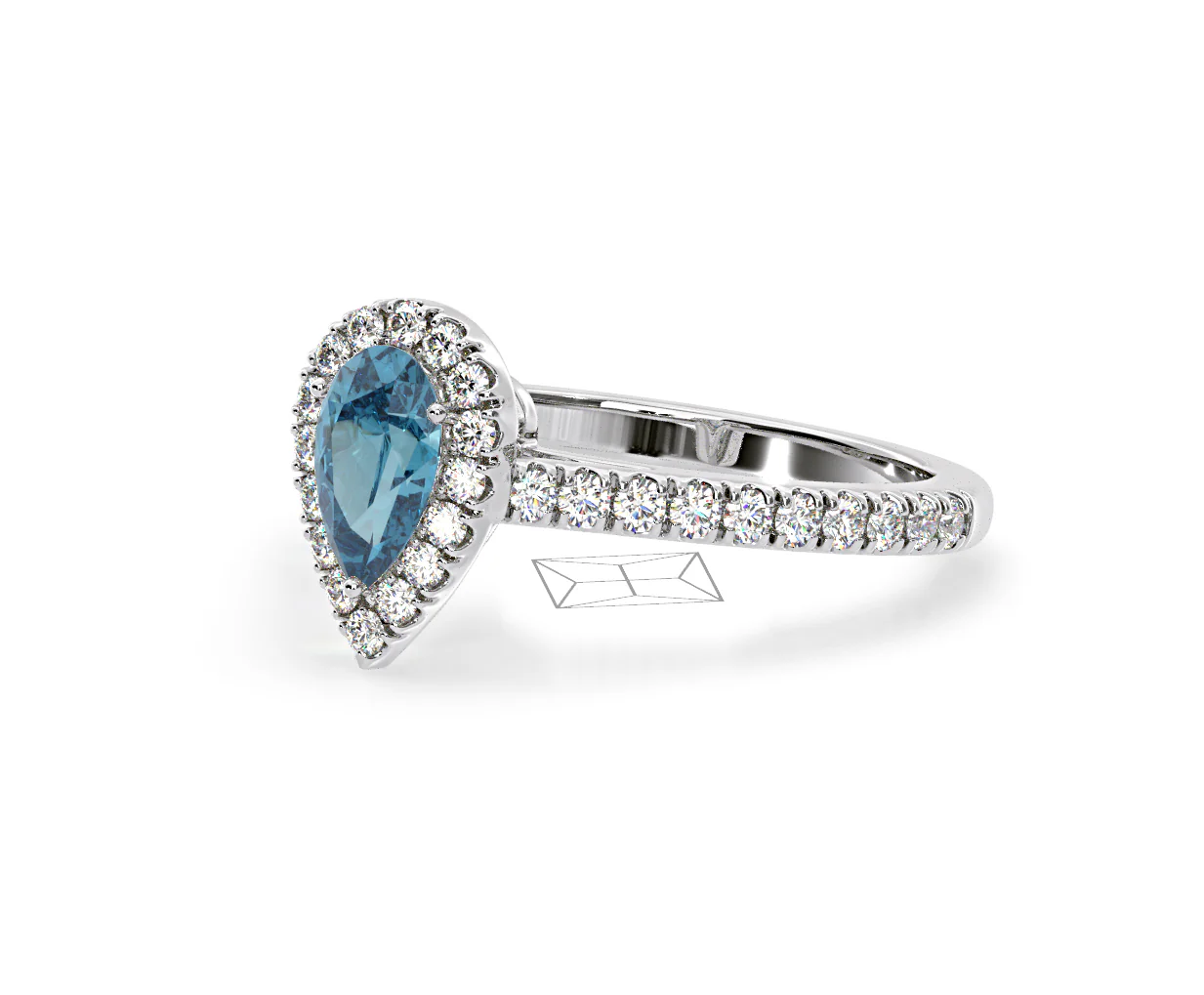 Diana Blue Lab Diamond Pear Halo Ring 1.00ct in Platinum - Elara Collection - Image 17