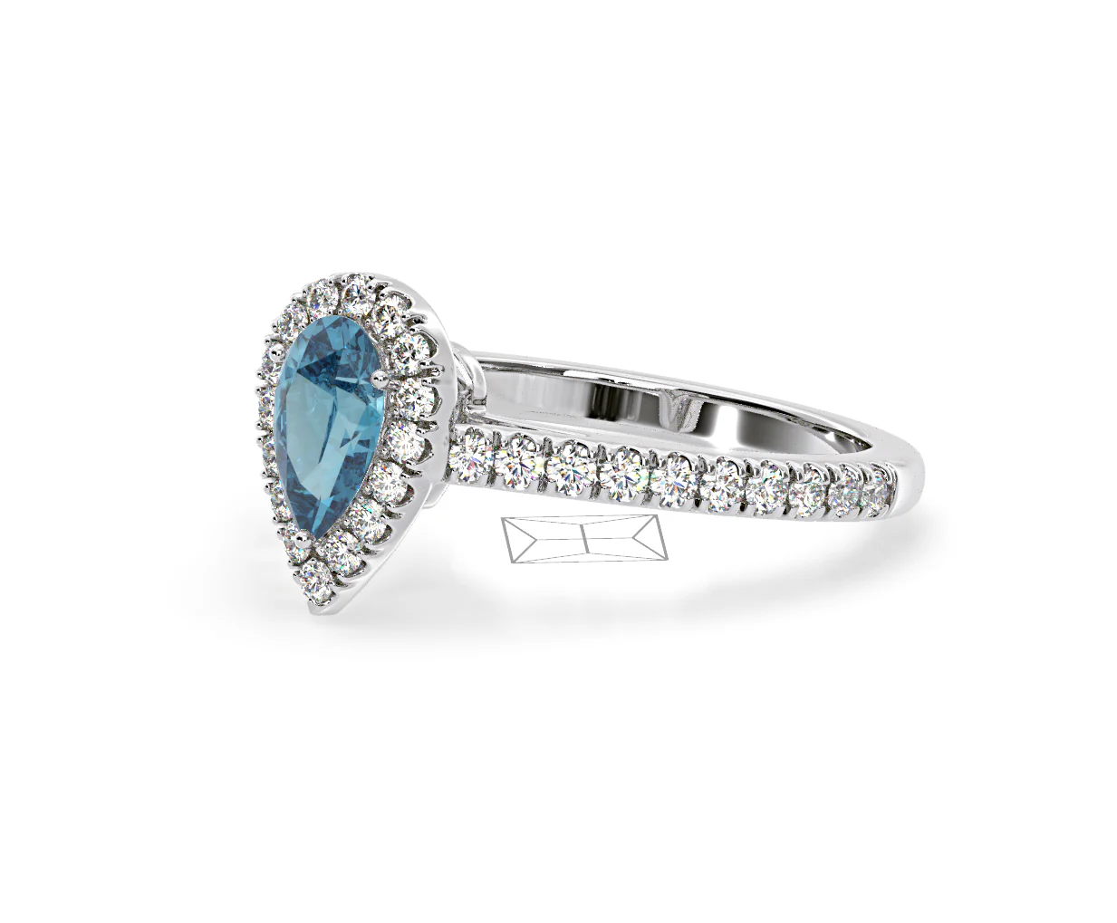 Diana Blue Lab Diamond Pear Halo Ring 1.00ct in Platinum - Elara Collection - Image 18
