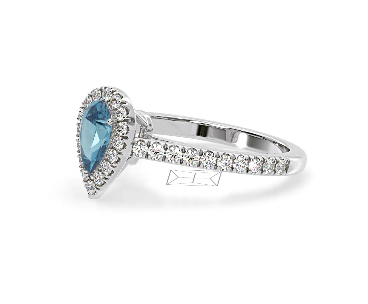 Diana Blue Lab Diamond Pear Halo Ring 1.00ct in Platinum - Elara Collection - Image 20