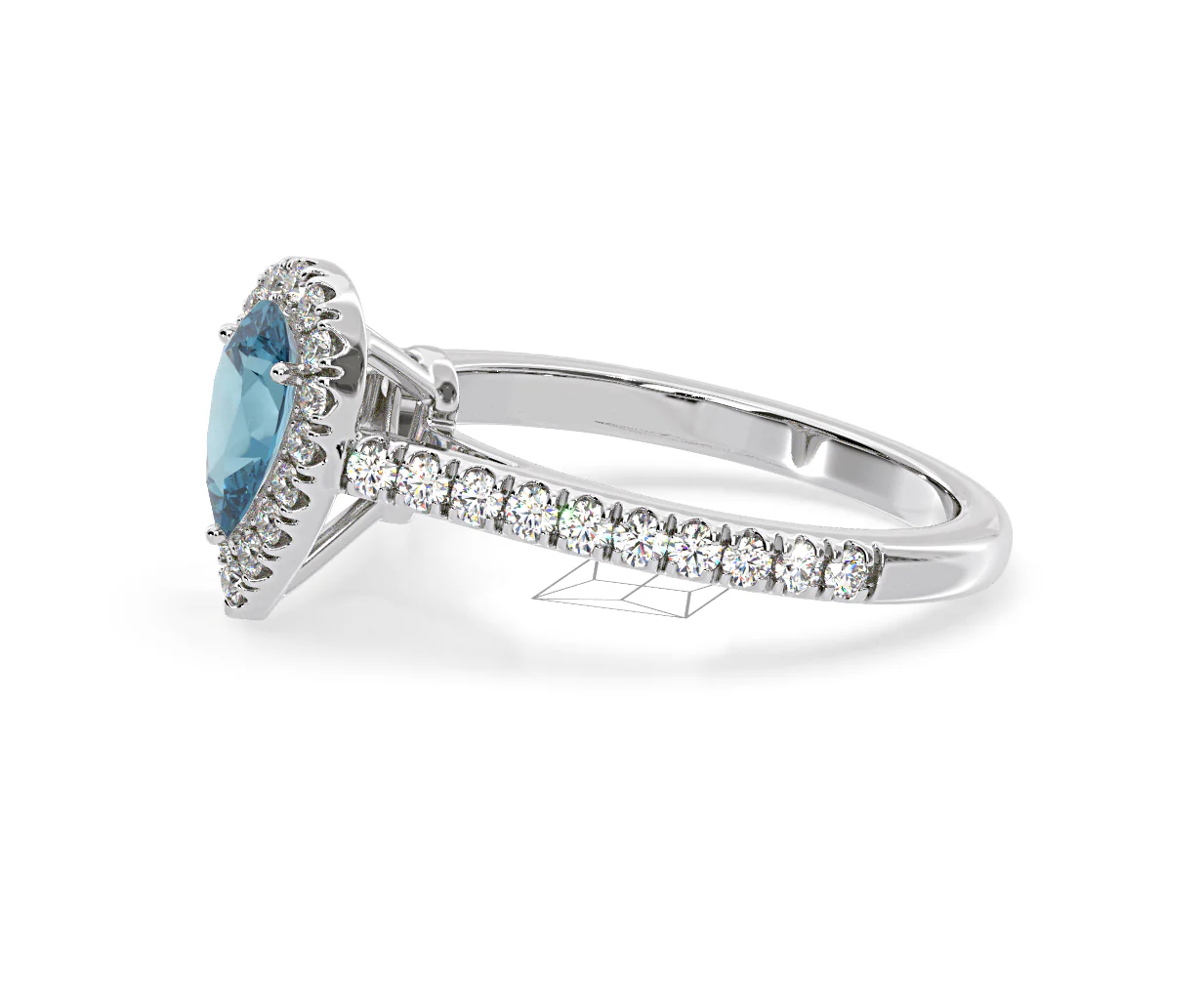 Diana Blue Lab Diamond Pear Halo Ring 1.00ct in Platinum - Elara Collection - Image 24